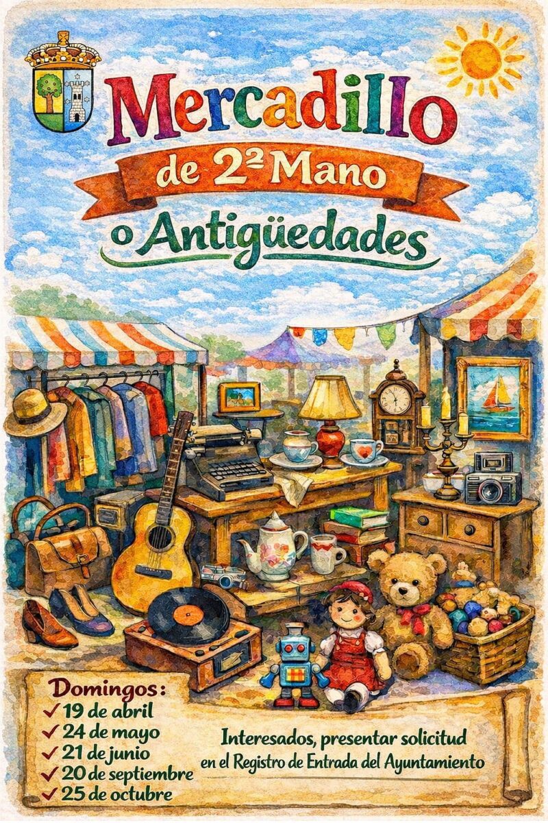 Valdemorillo celebra el 19 de abril la primera edición del año de su mercadillo de antigüedades y segunda mano, con participación gratuita y cinco fechas hasta octubre