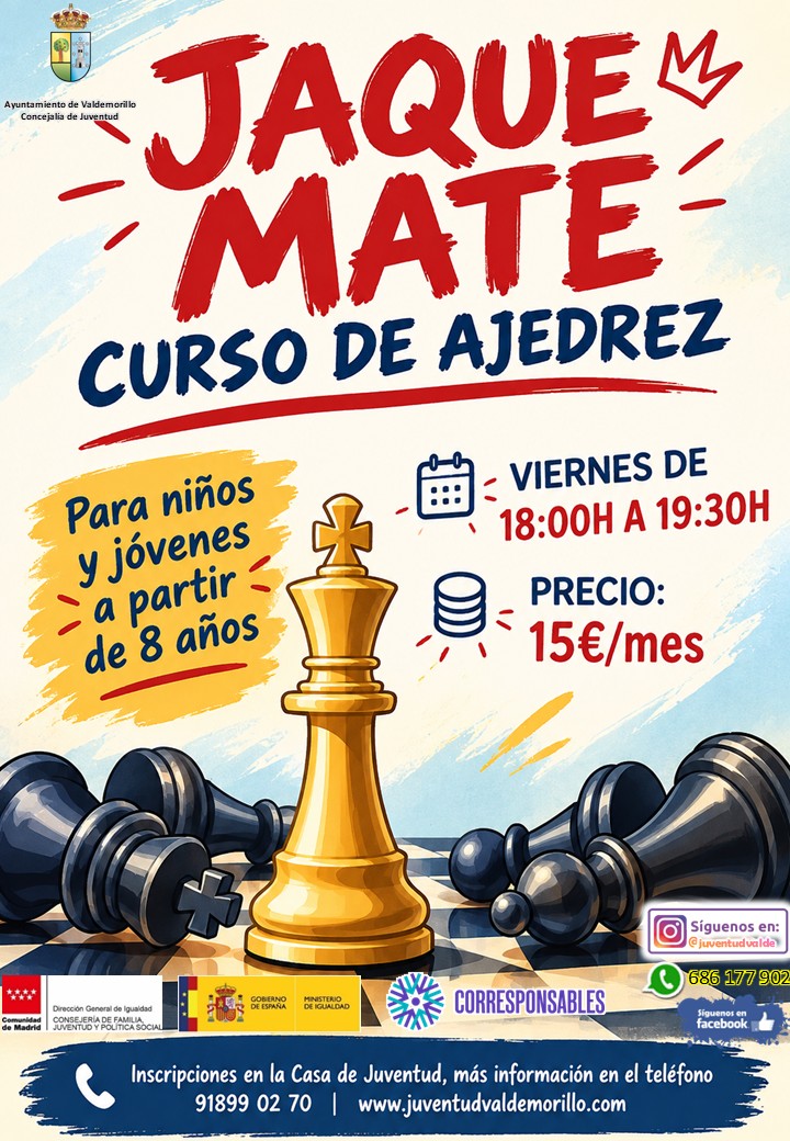 Valdemorillo retoma en octubre el curso de ajedrez 'Jaque Mate' para niños y jóvenes