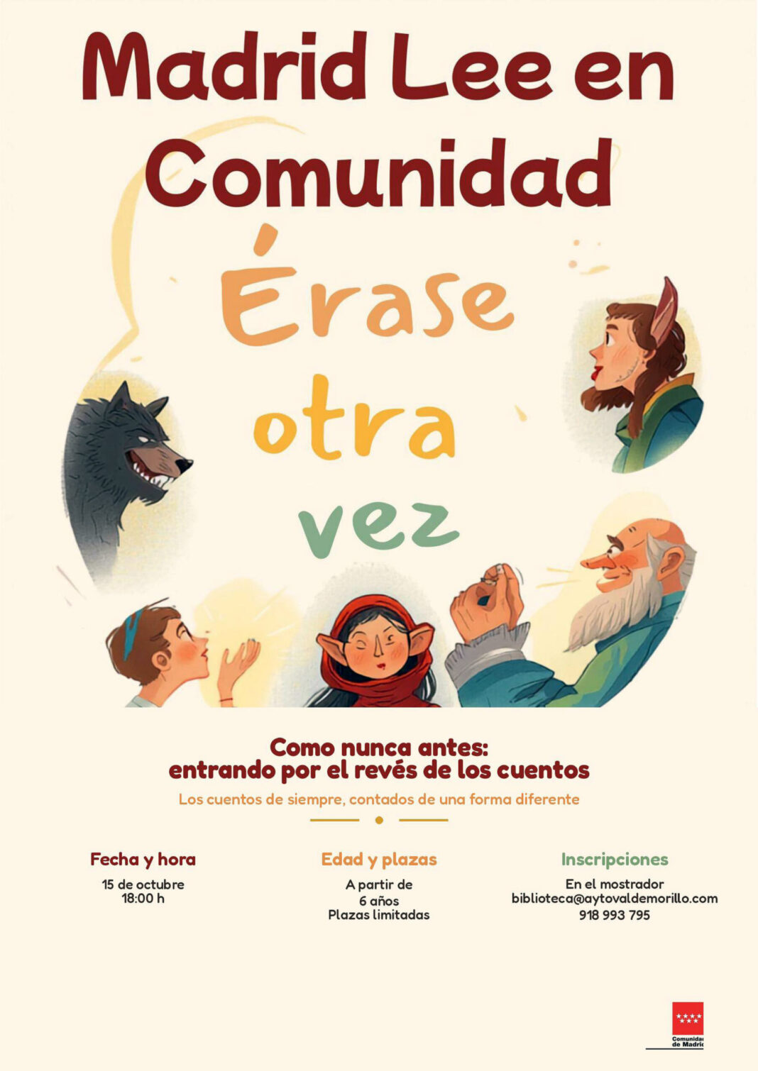 Valdemorillo organiza el taller ‘Érase otra vez’ el 15 de octubre dentro de ‘Madrid Lee en Comunidad’